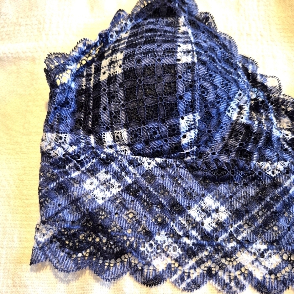 Nautica women's size Large blue plaid bralette light padded NWT - Picture 2 of 6
